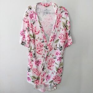 Show Me Your Mumu Robe One Size white pink green floral short sleeve